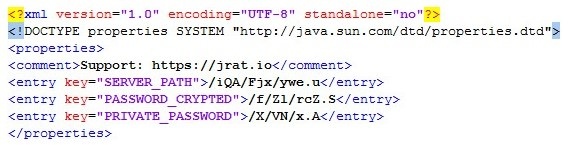 Figure 5. Typical contents of mega.download configuration file complete with URL to website selling software and support for JRAT
