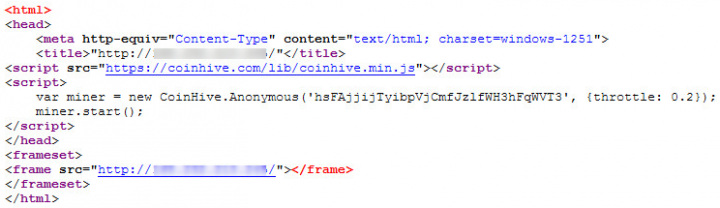 Figure 2. Coinhive script