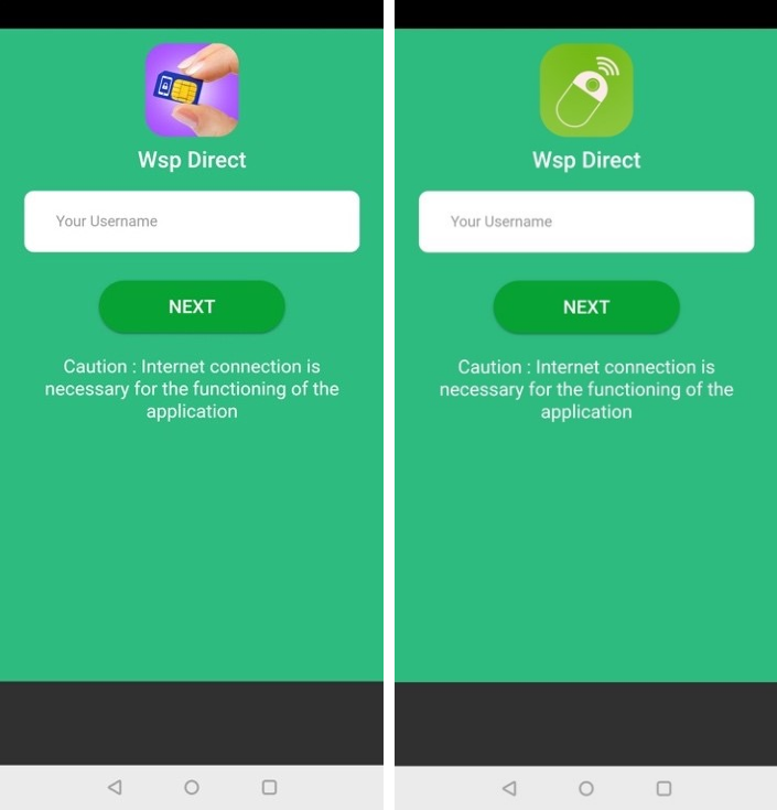 Figure 2. Similar screens of Sim Unlocker and Remote Mouse Pro that prompt users to enter their user names. Ads aggressively pop up at each click of the Next button.