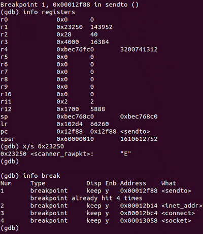 Figure 3. Sample being debugged in a Debian ARM port