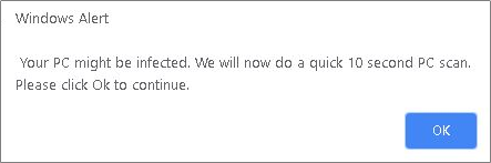 Figure 1. Fake infection alert prompts the victim to allow a "quick scan" of their computer