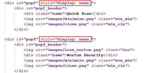 Figure 3. The display property is set to "none" to ensure that the div element is not visible to the victim