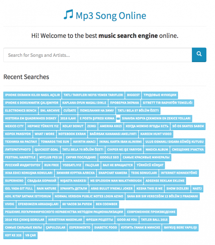 Figure 9. Website looks and functions like a normal MP3 download site