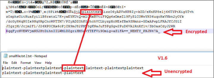 Figure 8. Discrepancy in Nemty 1.6’s encryption