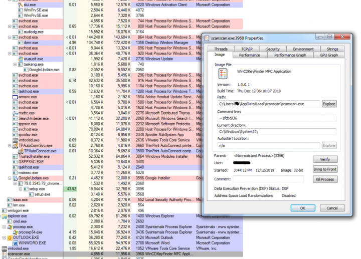 Figure 12. Emotet creates persistent entry in the registry for TrickBot