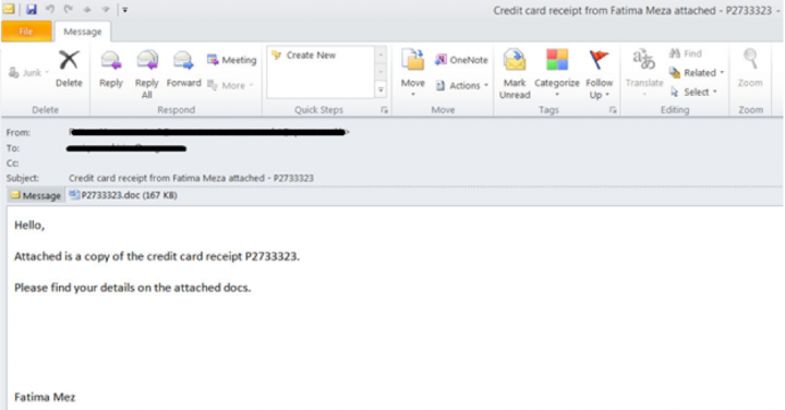 Figure 3. Emotet spam with Office document attached