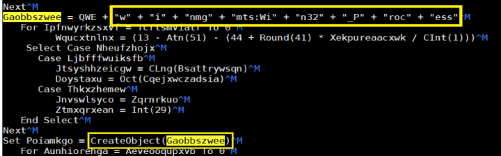 Figure 6. Obfuscation carried out using WMI command