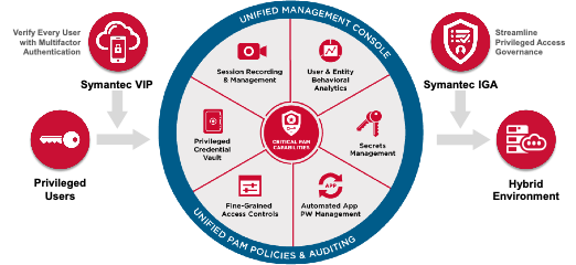 Figure.  Symantec PAM Critical Capabilities and Complementary Solutions.  