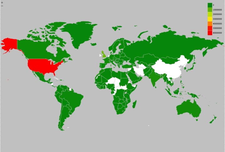 Figure 8. The majority of Log4Shell attacks blocked by Symantec were against machines located in the U.S. and United Kingdom