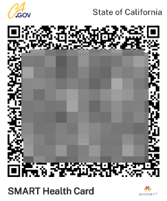 Figure 1. Sample QR code from California's digital vaccine record system