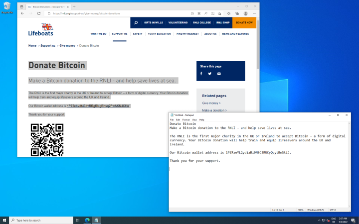 Figure 1. Clipminer monitors the clipboard for cryptocurrency addresses and replaces them with ones controlled by the attackers