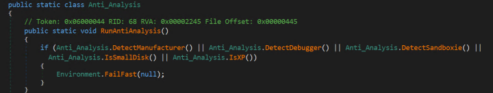 Figure 4. AsyncRAT carries out anti-analysis checks