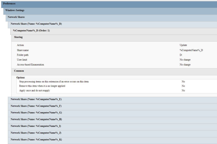 Figure 6. Group Policy used to map network drives.