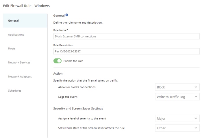 Example 2. Creating Firewall policy