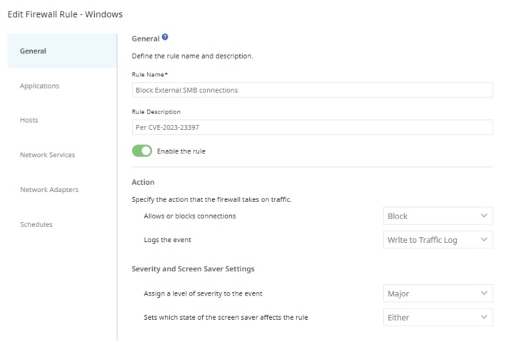 Example 2. Creating Firewall policy 