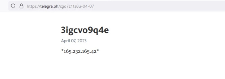 Figure 1. Threat actors use Telegraph to store C&C addresses