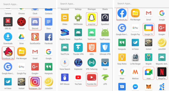 Figure 18. Popular apps that the Spyware may be disguised as