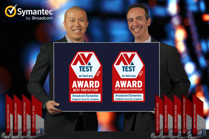 Joe Chen and Adam Bromwich with the AV Tests awards