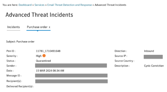 Advanced Threat details available in ESS Customer Portal