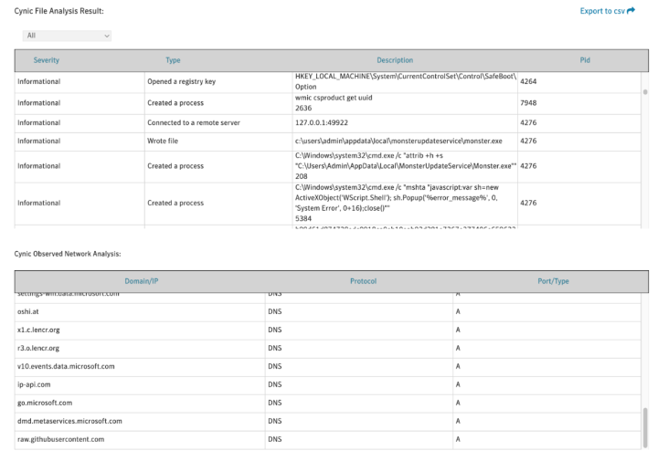 Advanced Threat details available in ESS Customer Portal