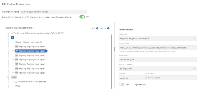 Validating if a patched version of Outlook is deployed